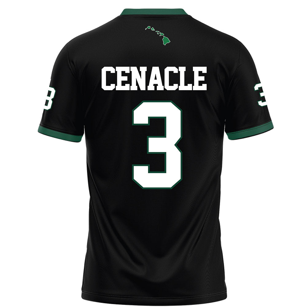 Hawaii - NCAA Football : Nick Cenacle - Black Football Jersey-1