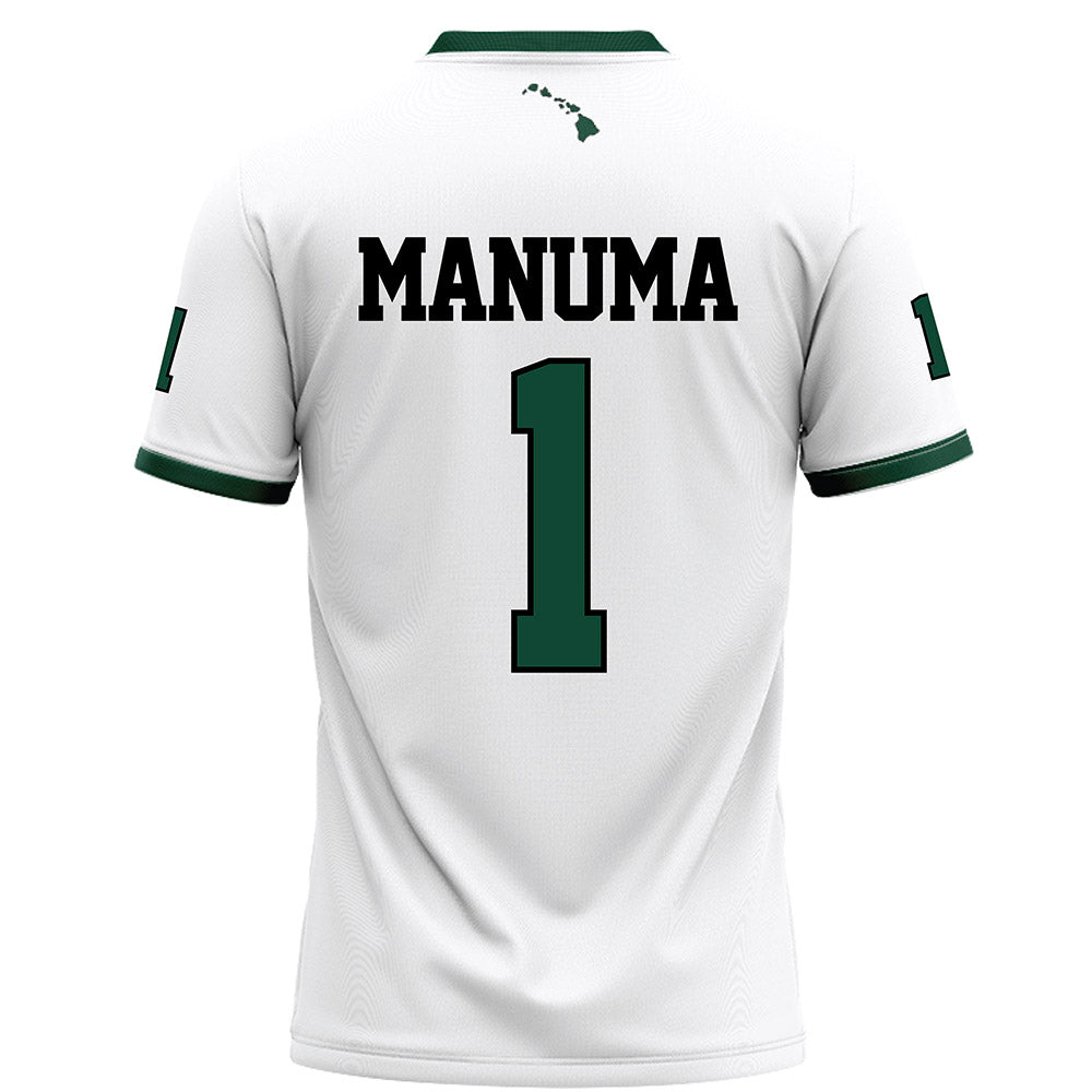 Hawaii - NCAA Football : Peter Manuma - White Football Jersey-1