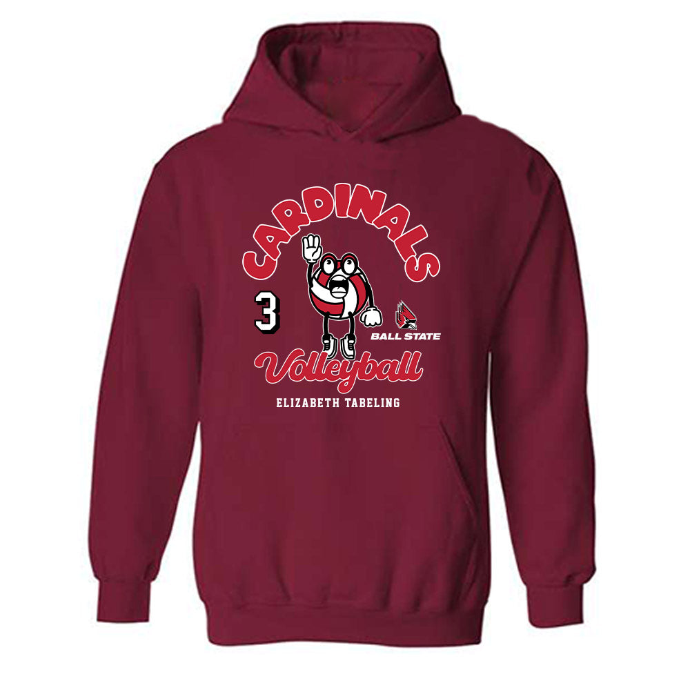 Ball State - NCAA Women's Volleyball : Elizabeth Tabeling - Fashion Shersey Hooded Sweatshirt-0