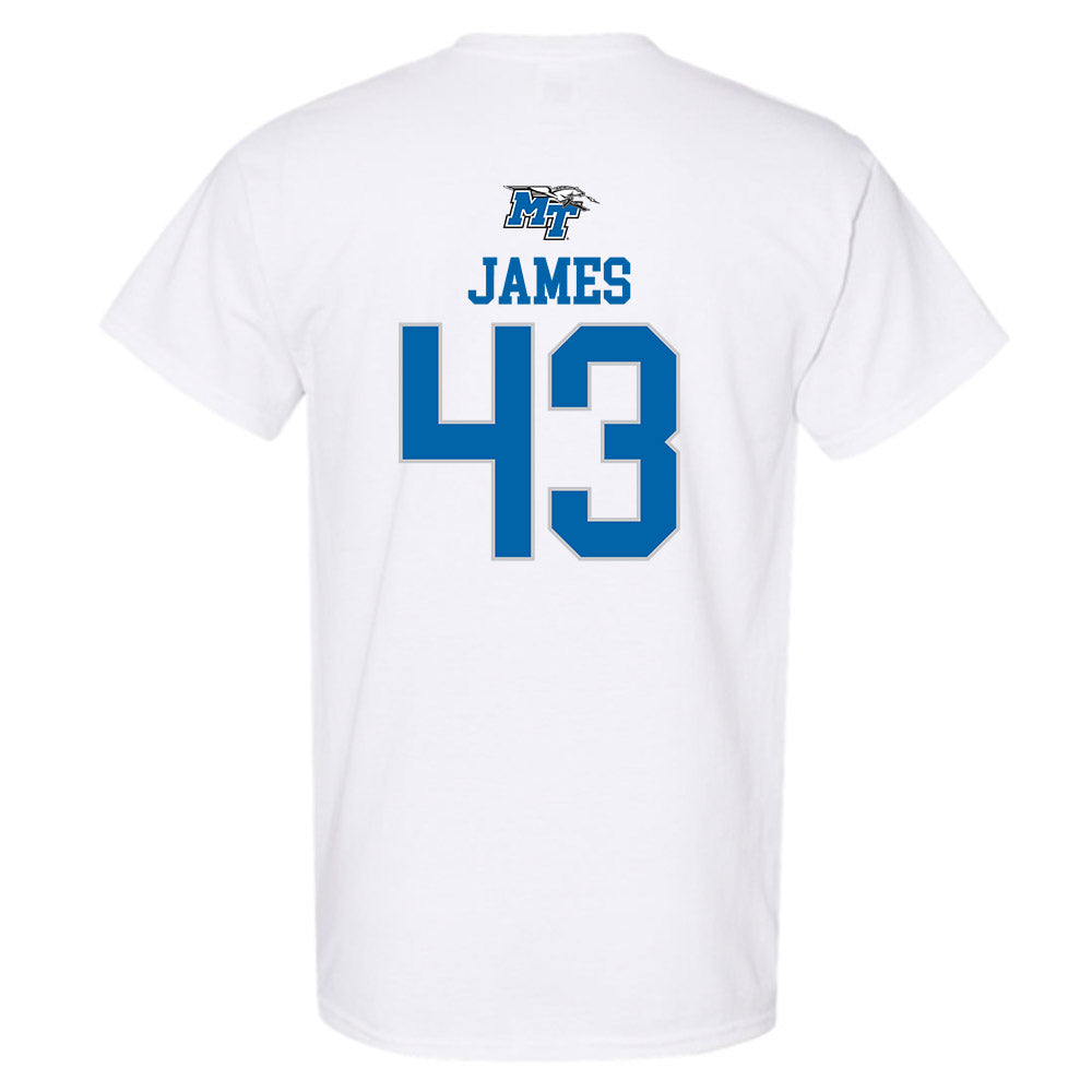 MTSU - NCAA Football : Markel James - White Replica Shersey Short Sleeve T-Shirt