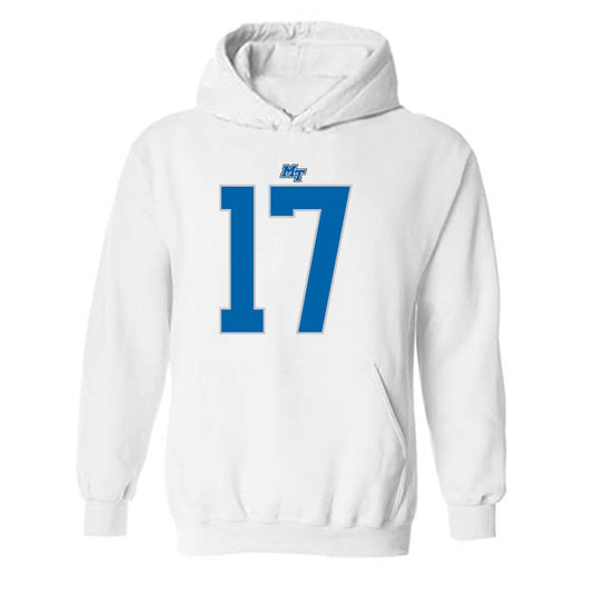 MTSU - NCAA Football : Tra Fluellen - White Replica Shersey Hooded Sweatshirt