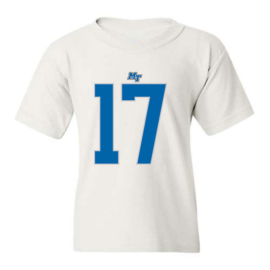 MTSU - NCAA Football : Tra Fluellen - White Replica Shersey Youth T-Shirt