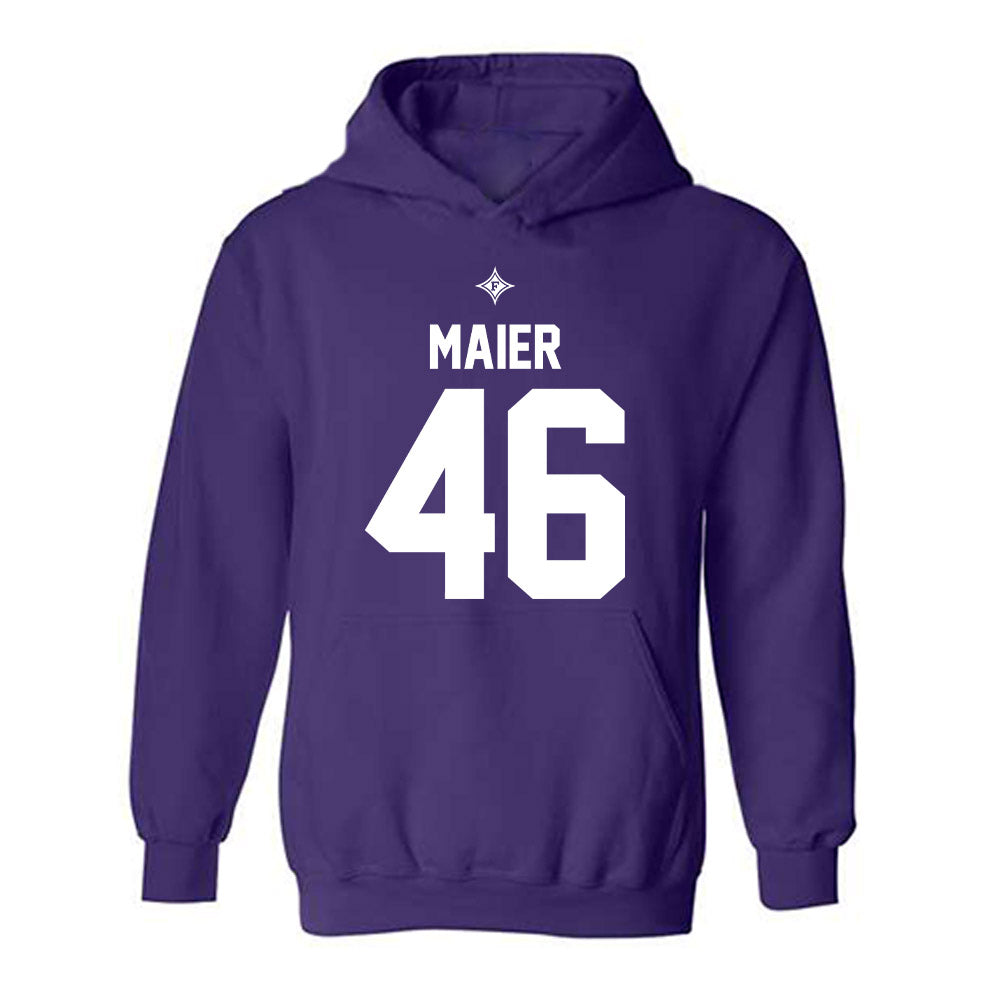 Furman - NCAA Football : Alex Maier - Purple Replica Shersey Hooded Sweatshirt