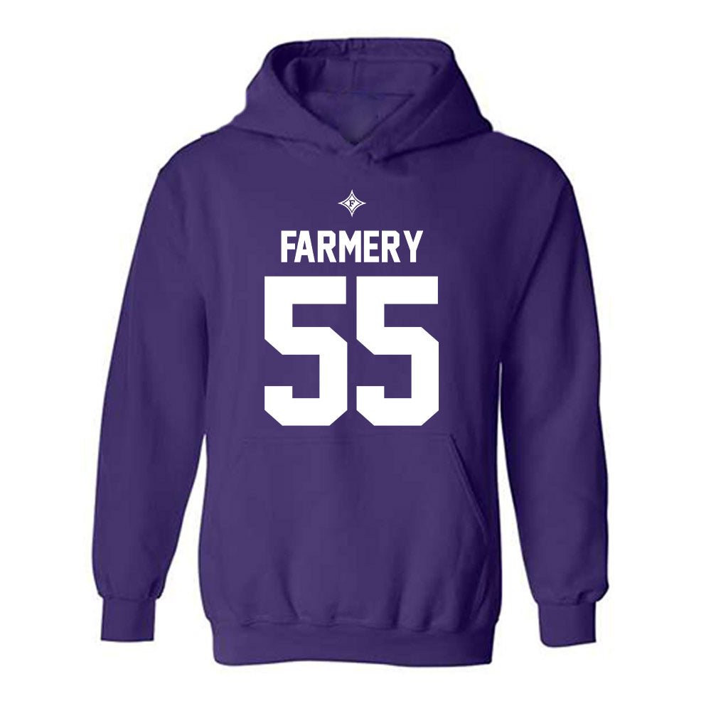 Furman - NCAA Football : Griffin Farmery - Purple Replica Shersey Hooded Sweatshirt