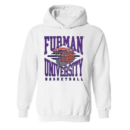 Furman - NCAA Men's Basketball : Patrick Smith - White Sport Shersey Hooded Sweatshirt