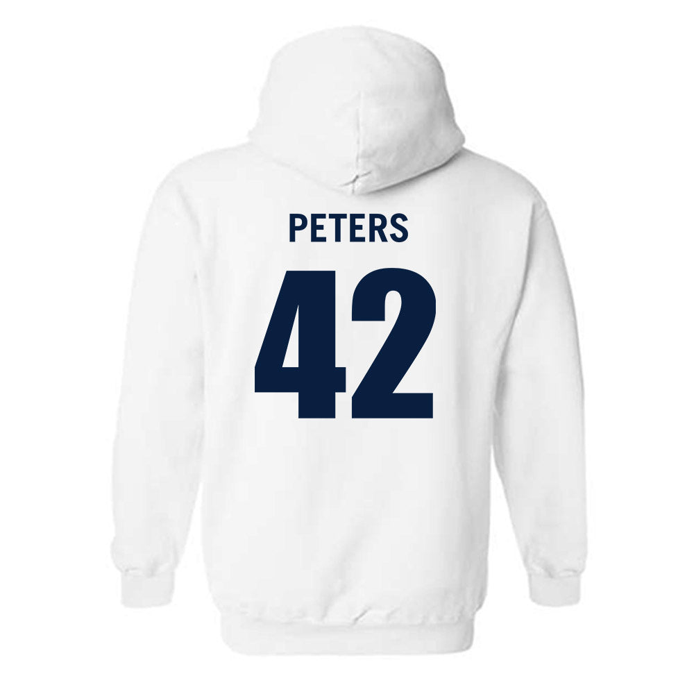 Monmouth - NCAA Men's Basketball : Quinn Peters - White Replica Shersey Hooded Sweatshirt