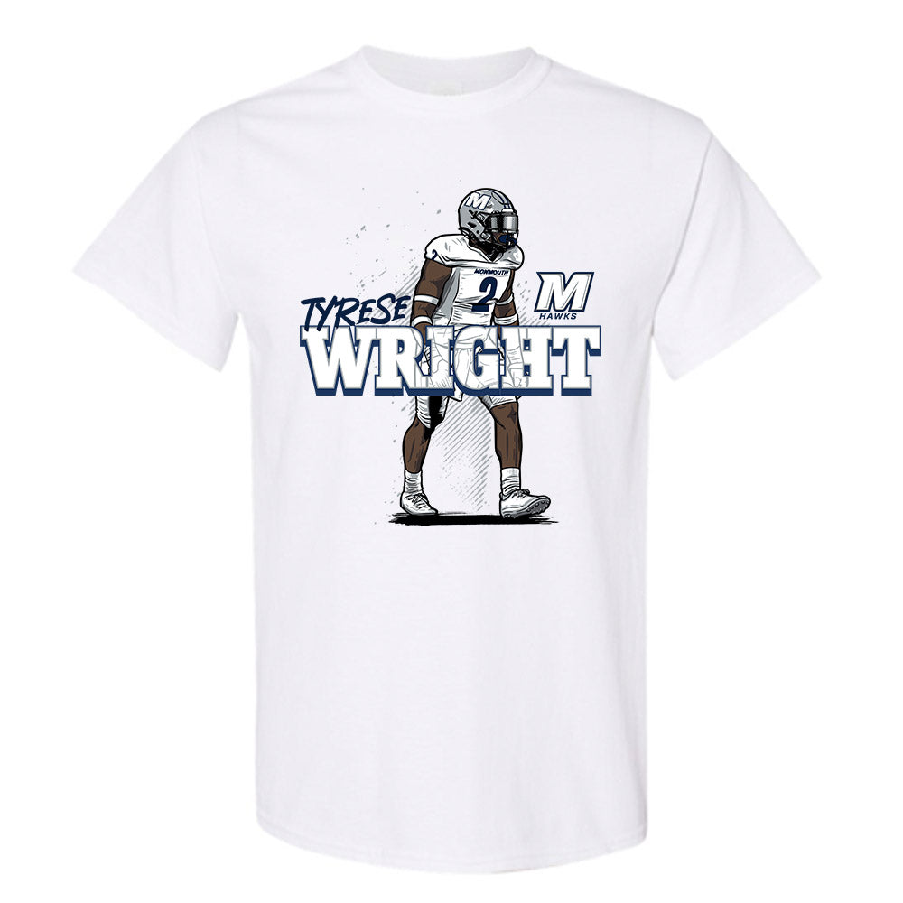 Monmouth - NCAA Football : Tyrese Wright - Caricature Short Sleeve T-Shirt