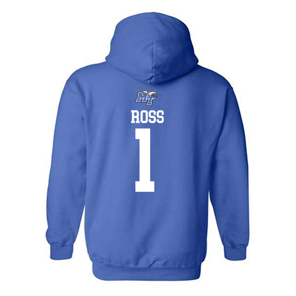 MTSU - NCAA Football : Teldrick Ross - Royal Replica Shersey Hooded Sweatshirt