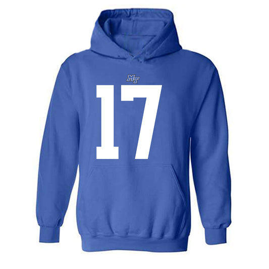 MTSU - NCAA Football : Tra Fluellen - Royal Replica Shersey Hooded Sweatshirt