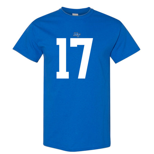 MTSU - NCAA Football : Tra Fluellen - Royal Replica Shersey Short Sleeve T-Shirt