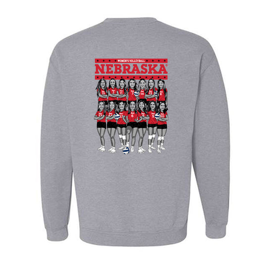 Nebraska - NCAA Women's Volleyball : All Athletes - Sport Grey Team Caricature Sweatshirt