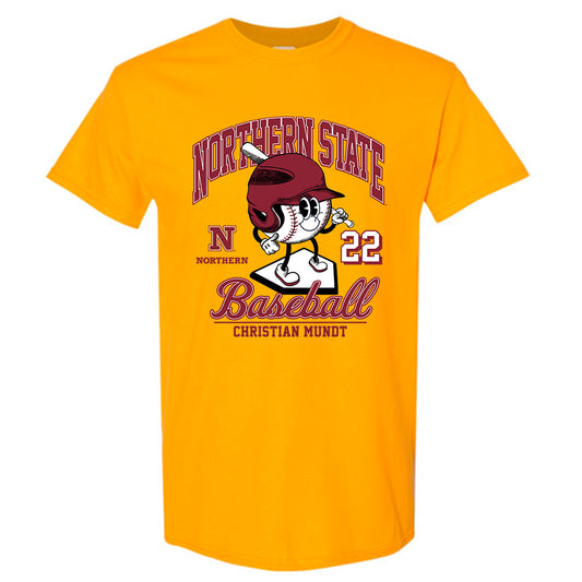 NSU - NCAA Baseball : Christian Mundt - Gold Fashion Short Sleeve T-Shirt