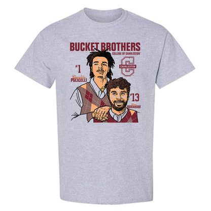 Charleston - NCAA Men's Basketball : Ben Burnham and Frankie Policelli - Bucket Brothers Caricature Short Sleeve T-Shirt