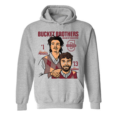 Charleston - NCAA Men's Basketball : Ben Burnham and Frankie Policelli - Bucket Brothers Caricature Hooded Sweatshirt
