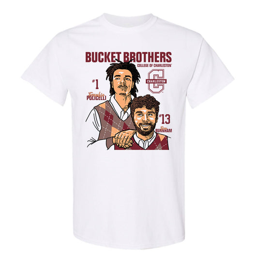 Charleston - NCAA Men's Basketball : Ben Burnham and Frankie Policelli - Bucket Brothers Caricature Short Sleeve T-Shirt
