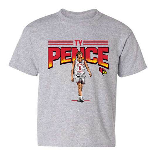 Illinois State - NCAA Men's Basketball : Ty Pence - Caricature Youth T-Shirt