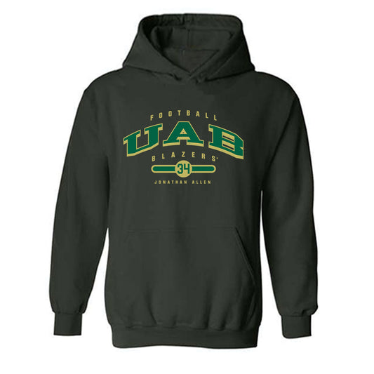 UAB - NCAA Football : Jonathan Allen - Green Classic Fashion Hooded Sweatshirt