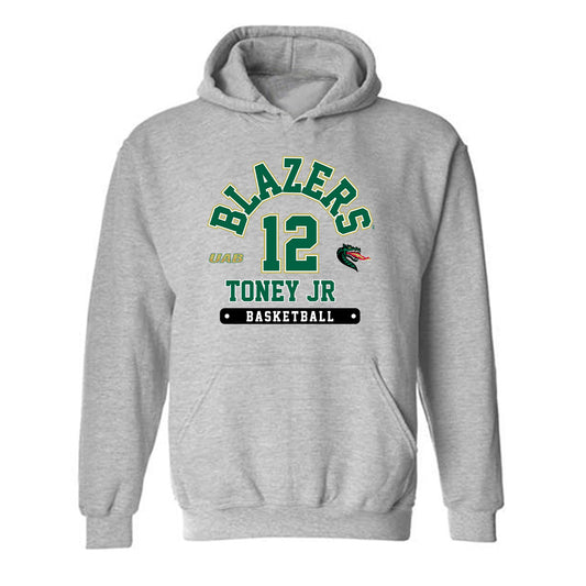 UAB - NCAA Men's Basketball : Tony Toney Jr - Grey Classic Fashion Hooded Sweatshirt