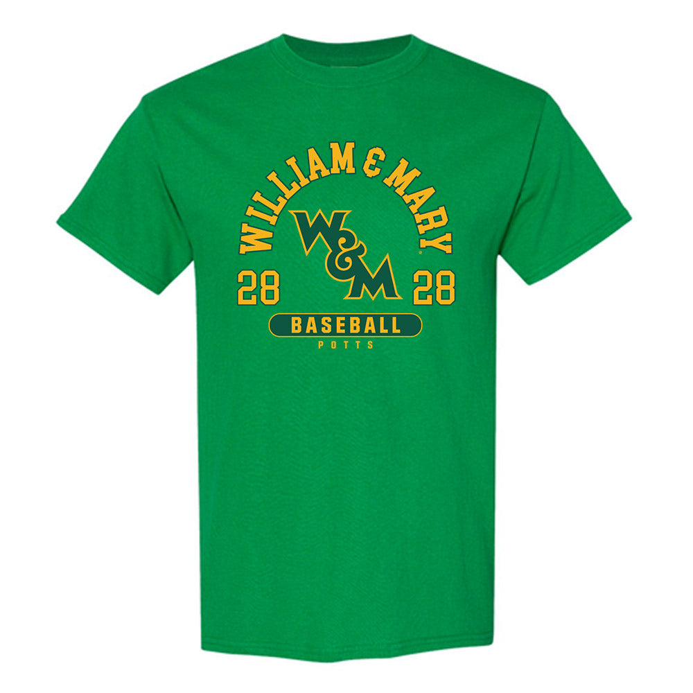 William & Mary - NCAA Baseball : Zachary Potts - Green Classic Fashion Short Sleeve T-Shirt