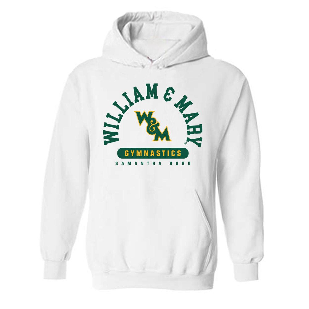 William & Mary - NCAA Women's Gymnastics : Samantha Burd - White Classic Fashion Shersey Hooded Sweatshirt