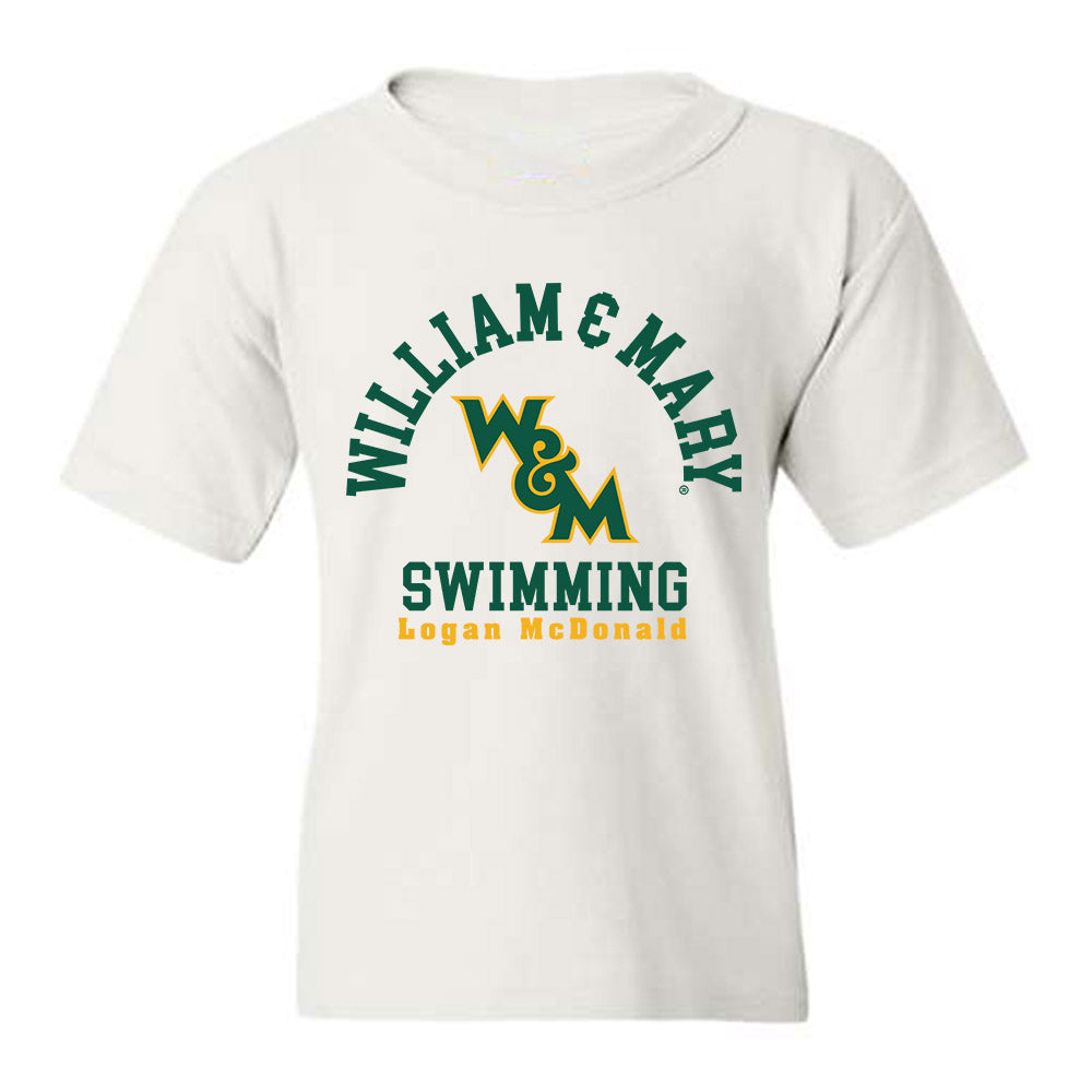William & Mary - NCAA Men's Swimming & Diving : Logan McDonald - White Classic Fashion Youth T-Shirt