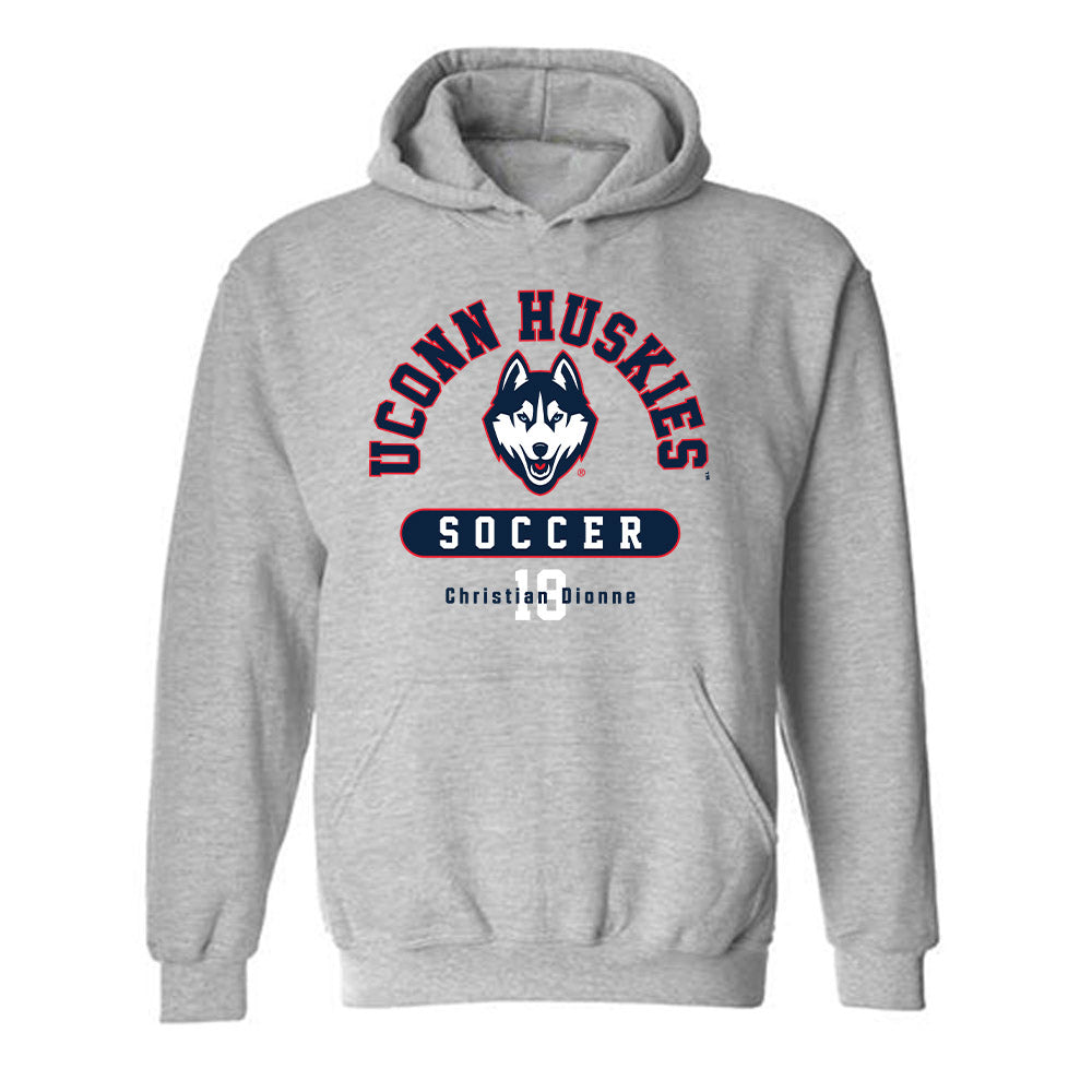 UConn - NCAA Men's Soccer : Christian Dionne - Grey Classic Fashion Shersey Hooded Sweatshirt