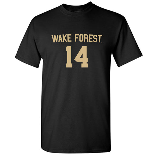 Wake Forest - NCAA Men's Soccer : Jahlane Forbes - Black Replica Short Sleeve T-Shirt