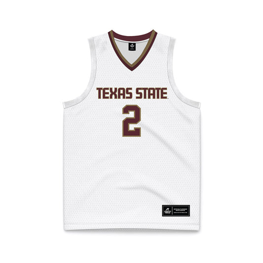 Texas State - NCAA Men's Basketball : Dontae Horne - White Jersey Basketball Jersey