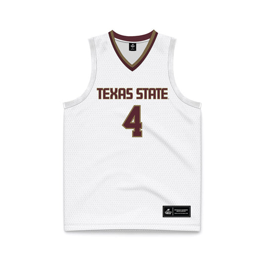 Texas State - NCAA Men's Basketball : Davion Sykes - White Jersey Basketball Jersey