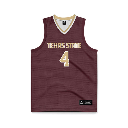 Texas State - NCAA Men's Basketball : Davion Sykes - Maroon Basketball Jersey