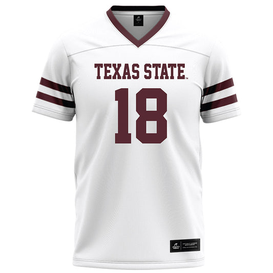 Texas State - NCAA Football : Derick Mourning II - White Football Jersey