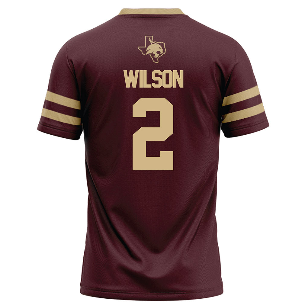 Texas State - NCAA Football : Kole Wilson - Maroon Football Jersey