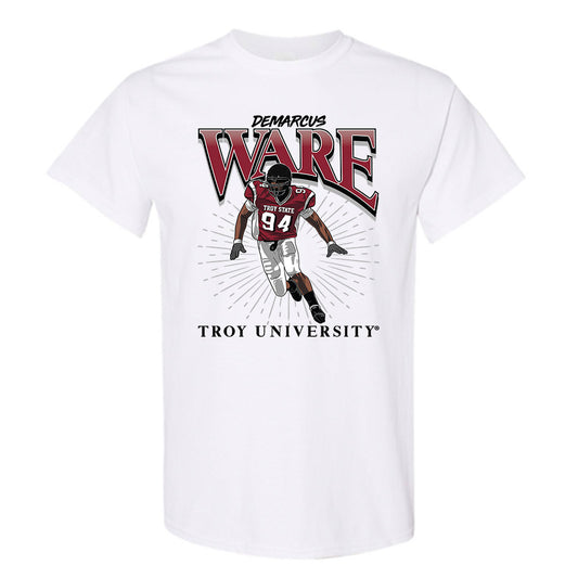 Troy - NCAA Football : Demarcus Ware - White Individual Caricature Short Sleeve T-Shirt