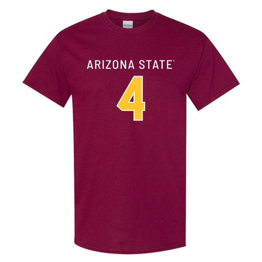 Arizona State - NCAA Football : Cameron Skattebo - Maroon Replica Shersey Short Sleeve T-Shirt