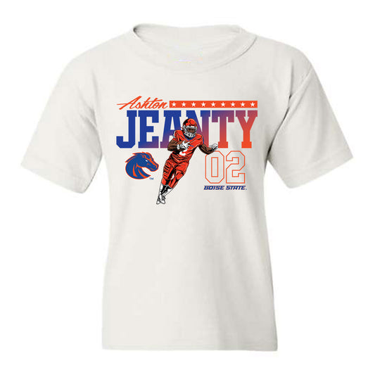Boise State - NCAA Football : Ashton Jeanty - Youth T-Shirt Individual Caricature