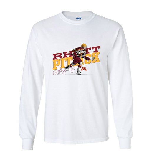 Minnesota - NCAA Men's Ice Hockey : Rhett Pitlick - Long Sleeve T-Shirt Individual Caricature