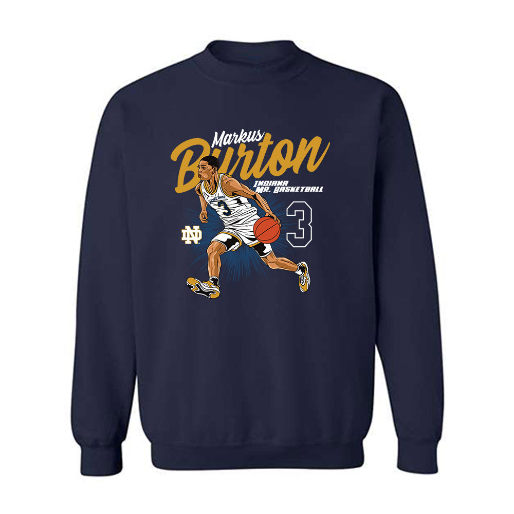 Notre Dame - NCAA Men's Basketball : Markus Burton - Crewneck Sweatshirt Individual Caricature