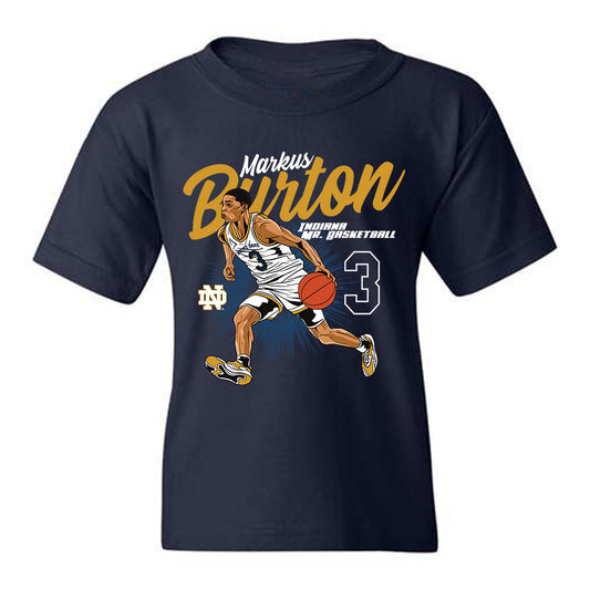 Notre Dame - NCAA Men's Basketball : Markus Burton - Youth T-Shirt Individual Caricature