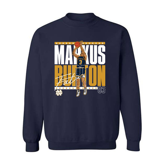 Notre Dame - NCAA Men's Basketball : Markus Burton - Crewneck Sweatshirt Individual Caricature