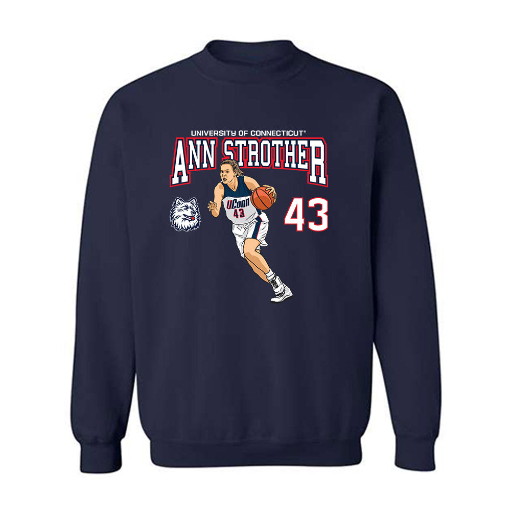 UConn - Women's Basketball Legends : Ann Strother - Crewneck Sweatshirt Individual Caricature