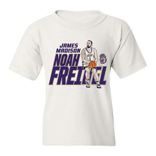JMU - NCAA Men's Basketball : Noah Freidel - Youth T-Shirt Individual Caricature