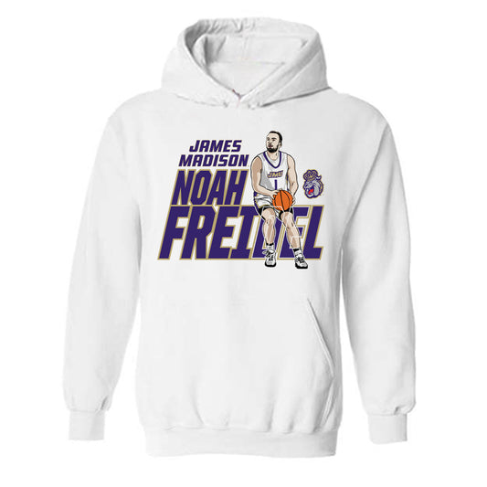 JMU - NCAA Men's Basketball : Noah Freidel - Hooded Sweatshirt Individual Caricature