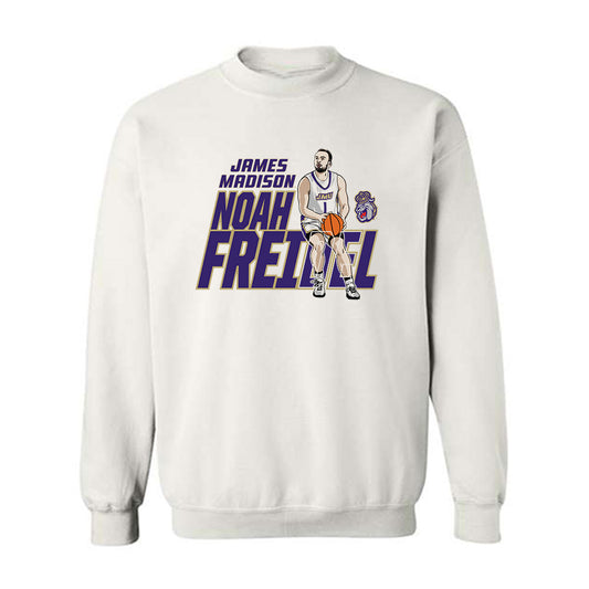 JMU - NCAA Men's Basketball : Noah Freidel - Crewneck Sweatshirt Individual Caricature