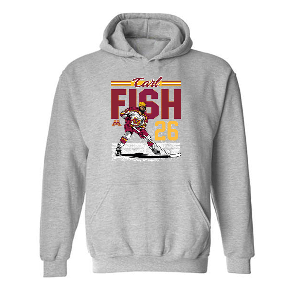 Minnesota - NCAA Men's Ice Hockey : Carl Fish - Hooded Sweatshirt Individual Caricature