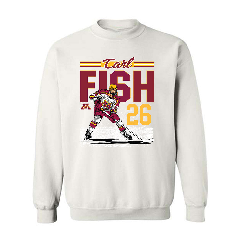 Minnesota - NCAA Men's Ice Hockey : Carl Fish - Crewneck Sweatshirt Individual Caricature