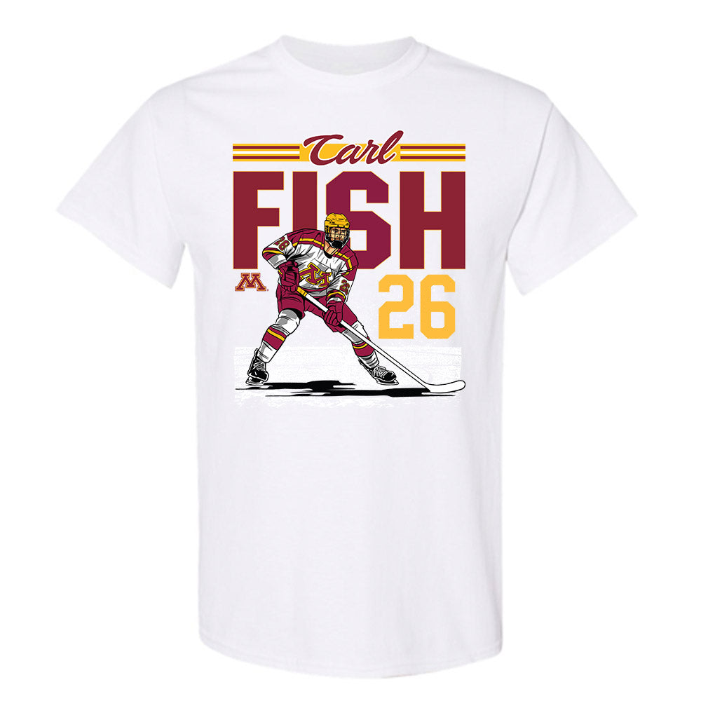Minnesota - NCAA Men's Ice Hockey : Carl Fish - T-Shirt Individual Caricature