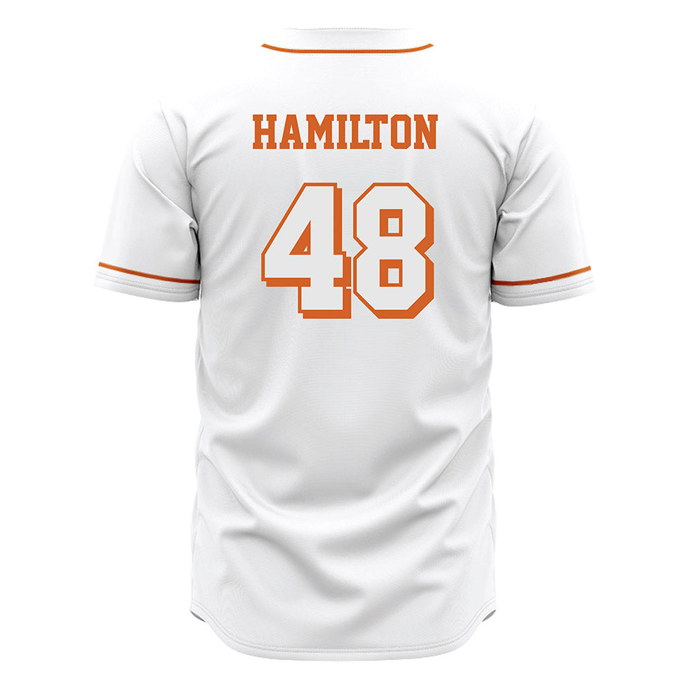 Texas - NCAA Baseball : Hudson Hamilton - Baseball Jersey White