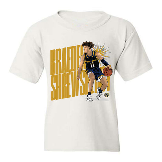 Notre Dame - NCAA Men's Basketball : Braeden Shrewsberry - Youth T-Shirt Individual Caricature