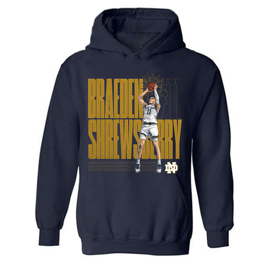 Notre Dame - NCAA Men's Basketball : Braeden Shrewsberry - Hooded Sweatshirt Player Illustration