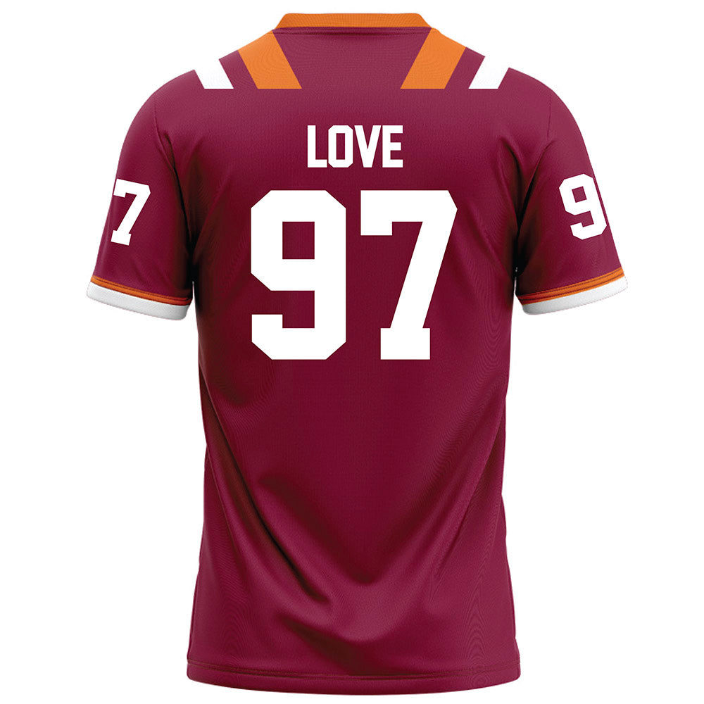 Virginia Tech - NCAA Football : John Love - Football Jersey Maroon